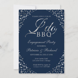 Silver Blue I DO BBQ Engagement Party Invitación