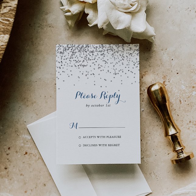 Silver Confetti Minimalista RSVP (Subido por el creador)
