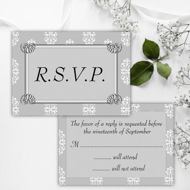 Silver Damask Wedding RSVP (Subido por el creador)