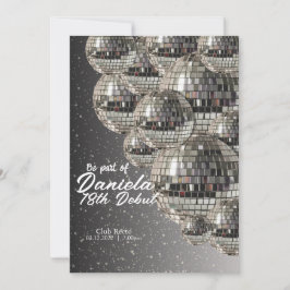 Silver Disco Ball Invitación al debut de cumpleaño