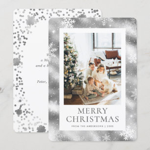 Silver Feliz Navidad Snowflake Snow Foto