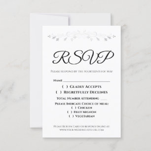 Silver Filigree Border Elegant Wedding RSVP