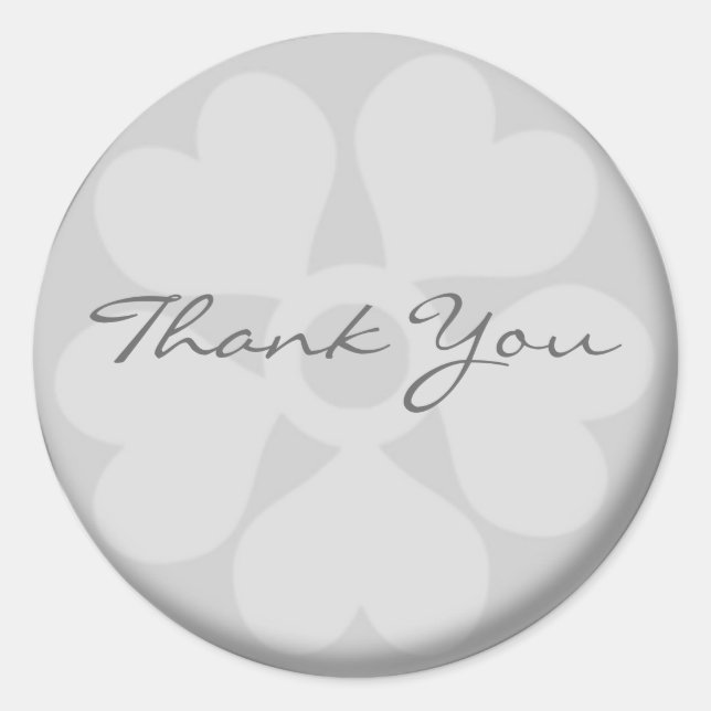 Silver Floral Gracias Pegatinas (Anverso)