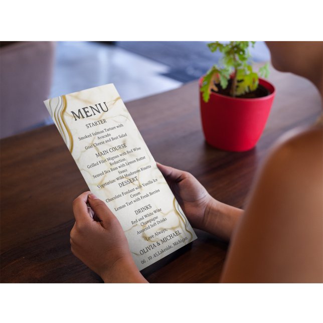 Silver & Gold Abstract Watercolor Wedding Menu  (Subido por el creador)