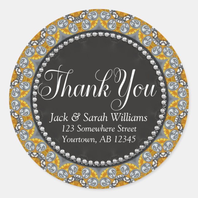 Silver Gold Eastern Favorito Tag Gracias Pegatina (Anverso)