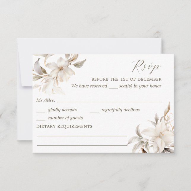 Silver, Gold y White Quinceañera RSVP (Anverso)