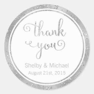 Silver Gracias Personalizado Texto Pegatina person