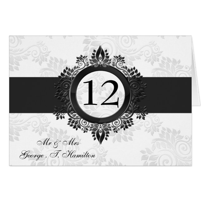 silver monogram table seating card (Anverso (Horizontal))
