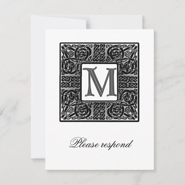Silver Monogrammed Celtic Wedding RSVP (Anverso)