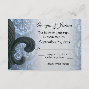 Silver/Naval "fleur de hierro de lis" RSVP INVITAC