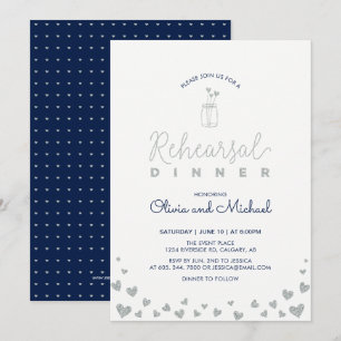 Silver & Navy   Invitación a la cena de ensayo de 