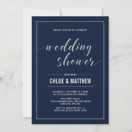 Silver & Navy | Simple Boda Moderna Invitación de