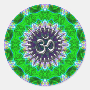 Silver OM sobre el Pegatina de Arte Green+Purple'd
