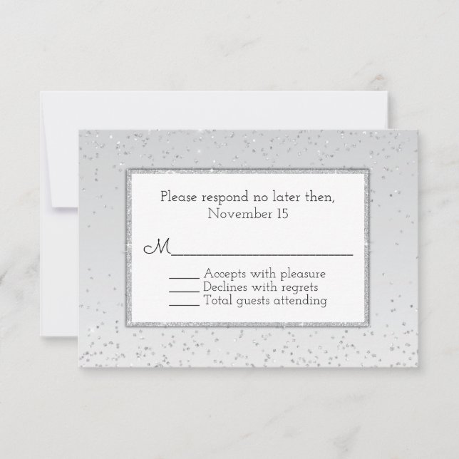 Silver Purpurina y Shine Wedding RSVP (Anverso)