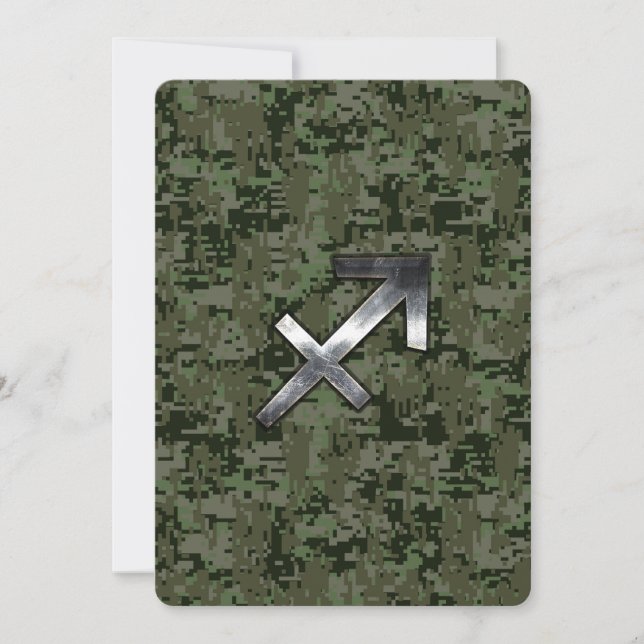 Silver Sagittarius Zodiac Woodland Camo Digital (Anverso)