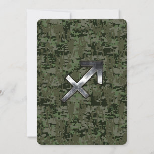 Silver Sagittarius Zodiac Woodland Camo Digital