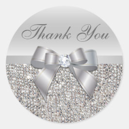 Silver Sequins Bow Gracias Pegatinas
