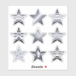 Silver Stars Faux Metallic Set de 9 Pegatinas