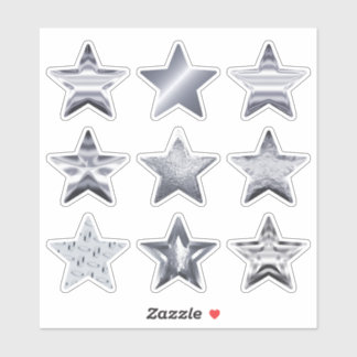 Silver Stars Faux Metallic Set de 9 Pegatinas