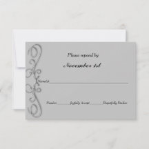 Silver Swirls Wedding RSVP o Invitación de fiesta