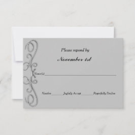Silver Swirls Wedding RSVP o Invitación de fiesta