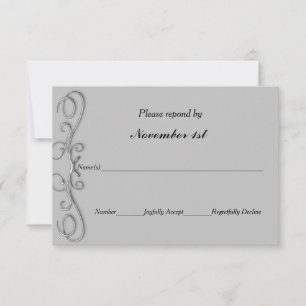 Silver Swirls Wedding RSVP o Invitación de fiesta