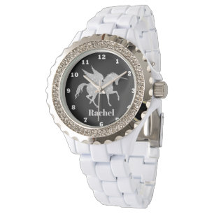 Silver unicornio agregar nombre mujeres reloj de f