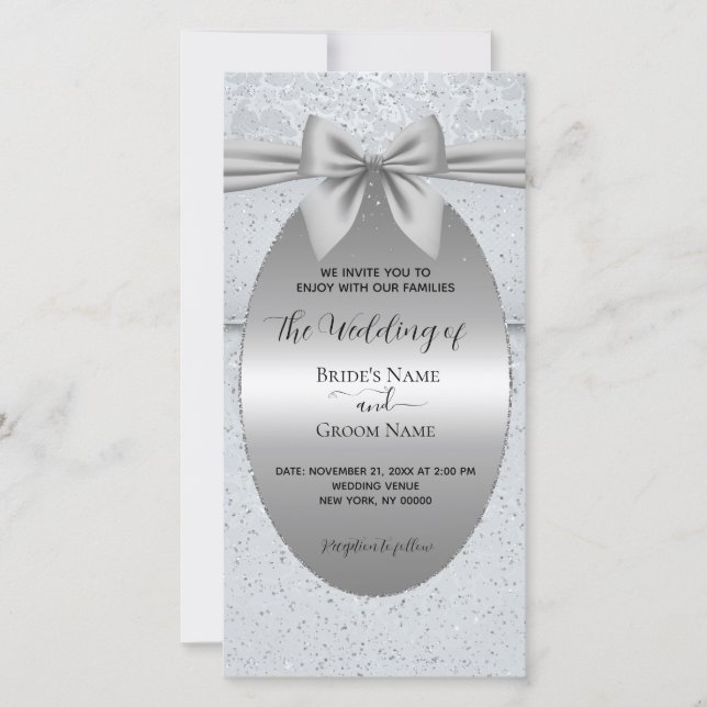 Silver Vintage with Bow Wedding Invitation (Anverso)