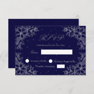 Silver Wedding RSVP con gráficos Ornate Floral