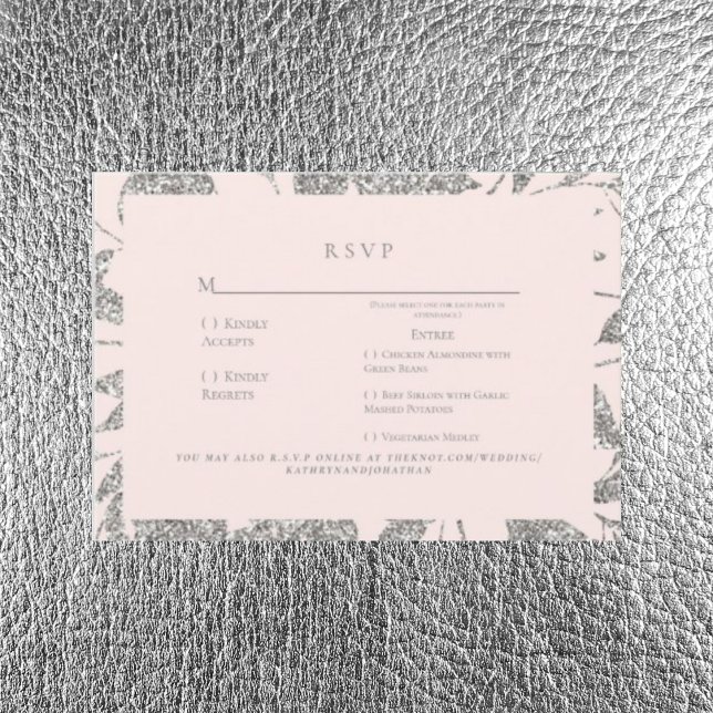 Silver y Pink Elegant Wedding RSVP (Subido por el creador)