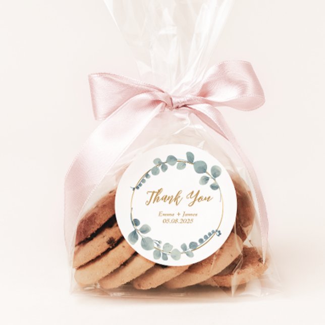 Silvery Watercolor Eucalyptus Boda Pegatina (Subido por el creador)