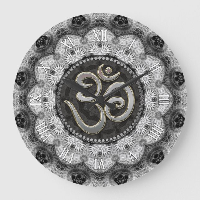 Simbolismo OM Yoga Lace Blanco Negro Reloj Mandala (Anverso)