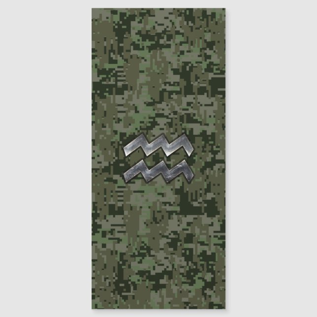 Símbolo Aquarius Zodiac en camuflaje digital verde (Anverso)