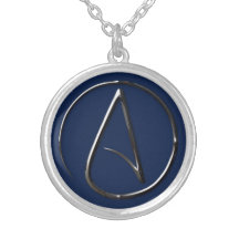 Símbolo ateo collar plateado negro Metalizado