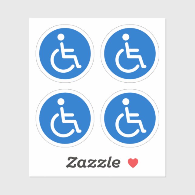 Símbolo azul desactivado, pegatinas redondos, conj (Hoja)