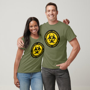 Símbolo biológico bilingüe amarillo de la camiseta