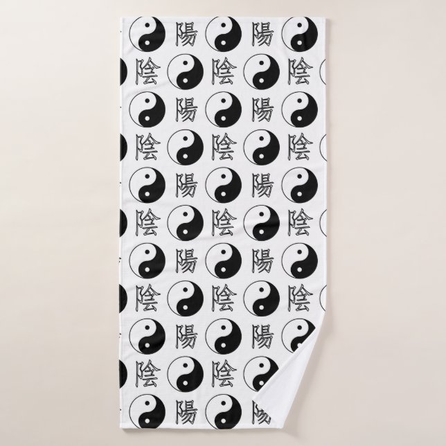 Símbolo blanco de Yinyang patrón chino (Toalla de baño)