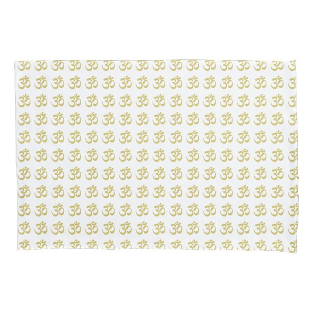 Símbolo budista Om Funda de almohada de pasta dora (Anverso)