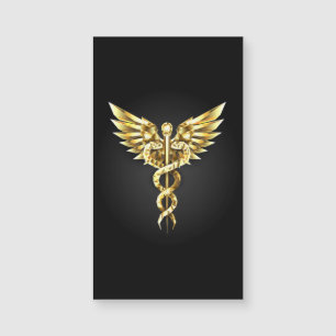 Símbolo Caduceo Poligonal Dorado