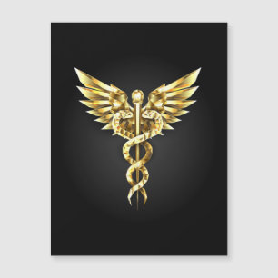 Símbolo Caduceo Poligonal Dorado