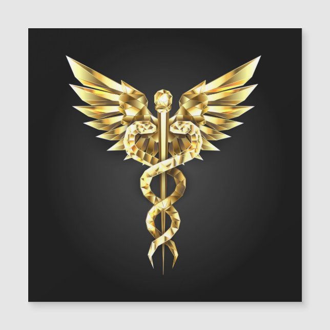 Símbolo Caduceo Poligonal Dorado (Anverso)