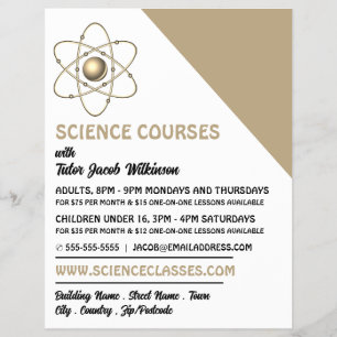 Símbolo de átomo, publicidad de curso de ciencias
