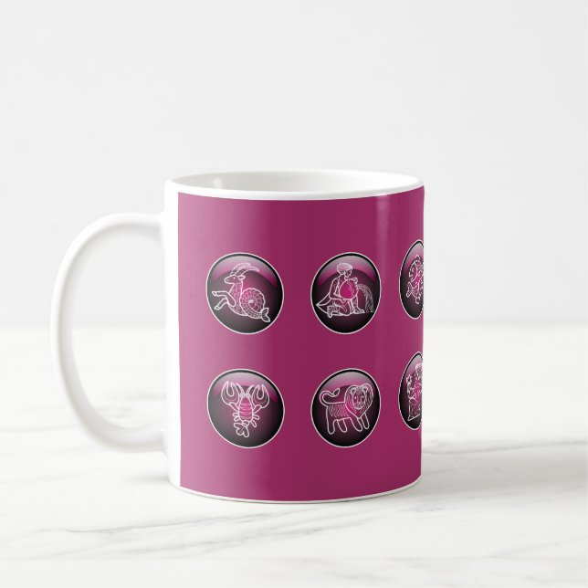 Símbolo de botón zodiaco café taza (Izquierda)