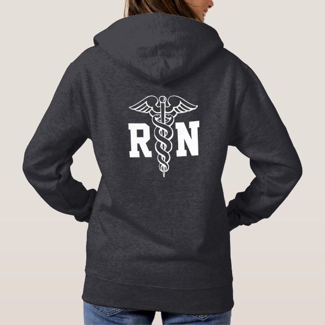 Símbolo de caduceo enfermera de RN sudadera con ca (Reverso)