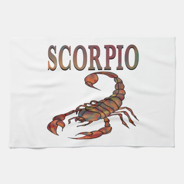 Símbolo de escorpio zodiaco toalla de cocina blanc (Horizontal)