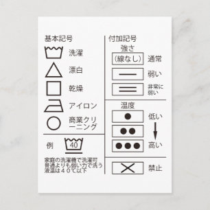 Símbolo de etiqueta de lavado TARJETA POSTAL