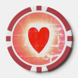 Símbolo de Ficha de Poker Corazones de Mano Calien