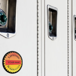 Símbolo de garantía de vida Su nombre Imán redondo