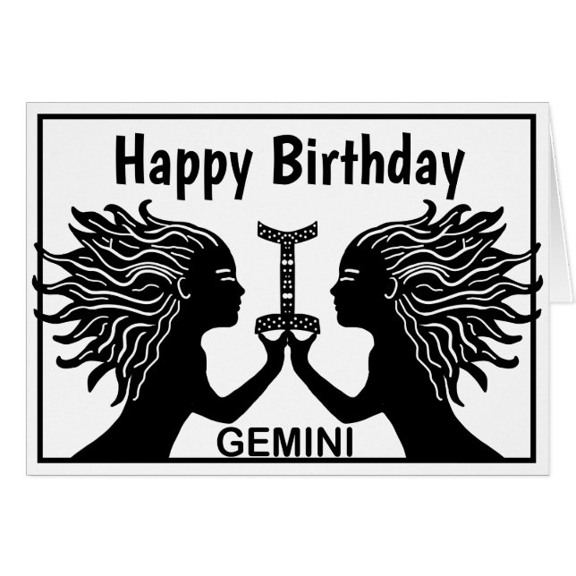 Símbolo de Gemini Feliz cumpleaños Horoscopio Zodi (Anverso (Horizontal))