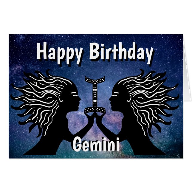 Símbolo de Gemini Feliz cumpleaños Horoscopio Zodi (Anverso (Horizontal))